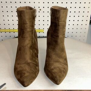 Love mark - Brown Suede Bootie - 4” Chunky Heel - Size 10